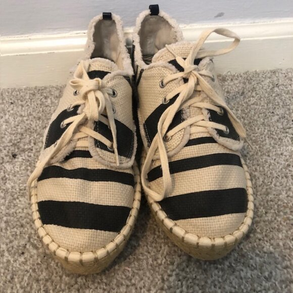 Striped Canvas Espadrille Sneakers - Size 9 - Picture 2 of 10